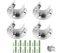sjjjs 4 pezzi supporto tubo asta appendiabiti in acciaio inox regolabile supporto flangia supporto U asta appendiabiti per armadio 22-26mm