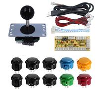 SJJX Pulsante di gioco arcade fai-da-te e kit di controllo joystick per Rapsberry Pi e finestre, joystick a 5 pin e 10 pulsanti 822a mix nero