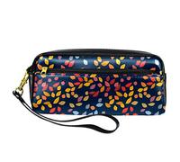SJOAOAA Astuccio colorato rosso giallo albero foglie blu navy in pelle PU astuccio portamatite ad alta capacità, per ufficio caso di scrittura, Come mostrato, Taglia unica, Organizer per borse