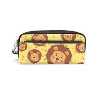 SJOAOAA Astuccio con motivo leone giallo senza cuciture, per ragazze e ragazzi, grande capacità, portapenne organizer con scomparti, Come mostrato, Taglia unica, Organizer per borse