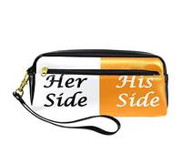 SJOAOAA Astuccio con scritta "Her Side and His Side", colore bianco e arancione, grande capacità, organizer per la scuola, Come mostrato, Taglia unica, Organizer per borse