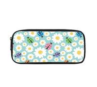 SJOAOAA Astuccio con stampa di porcellini d'India, grazioso astuccio per cancelleria con criceti, astuccio per scuola e ufficio, turchese, Coccinelle Daisy, Taglia unica, Organizer per borse