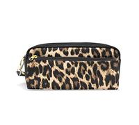 SJOAOAA Astuccio di grande capacità astuccio giallo leopardo ghepardo in pelle con scomparto cerniera supporto organizzatore scuola cancelleria borsa, Come mostrato, Taglia unica, Organizer per borse
