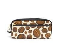 SJOAOAA Astuccio di grande capacità astuccio marrone chicchi di caffè in pelle borse per il trucco con scomparto con cerniere supporto organizzatore scolastico borsa cancelleria, Come mostrato, Taglia