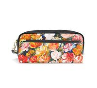 SJOAOAA Astuccio di grande capacità astuccio per matite con fiore selvatico della passione pianta tropicale fiore borsa per il trucco in pelle con scomparto con cerniera porta organizer scolastico