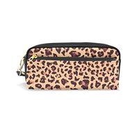 SJOAOAA Astuccio di grande capacità astuccio per matite con teschio leopardato stampa animale ghepardo borse per trucco in pelle con scomparto con cerniere titolare organizzatore scuola borsa