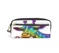SJOAOAA Astuccio di grande capacità astuccio per matite giraffa arcobaleno fiore gelo animali in pelle borse per trucco con scomparto con cerniera supporto organizzatore scuola borsa cancelleria, Come