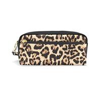 SJOAOAA Astuccio di grande capacità astuccio per matite leopardato animale ghepardo borse per trucco in pelle gialla con scomparto con cerniera supporto organizzatore scuola borsa cancelleria, Come