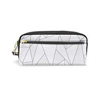 SJOAOAA Astuccio di grande capacità e astuccio in pelle PU con geometria con cerniera forniture di cancelleria astuccio per matite Comestic borsa per il trucco per ragazze e ragazzi, Come mostrato,