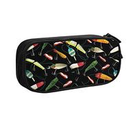 SJOAOAA Astuccio doppio che si illumina al buio, grande capacità, con scomparto con cerniera, astuccio per cancelleria, astuccio grande per matite e trucchi, Esca da pesca., Taglia unica, Organizer