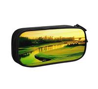 SJOAOAA Astuccio doppio con motivo uccello tropicale del paradiso, grande capacità, con scomparto con cerniera, astuccio per cancelleria, astuccio grande per matite e trucchi, Campo da golf., Taglia