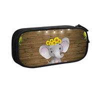 SJOAOAA Astuccio doppio con motivo uccello tropicale del paradiso, grande capacità, con scomparto con cerniera, astuccio per cancelleria, astuccio grande per matite e trucchi, Elefante Girasole W,