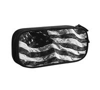 SJOAOAA Astuccio doppio con motivo uccello tropicale del paradiso, grande capacità, con scomparto con cerniera, astuccio per cancelleria, astuccio grande per matite e trucchi, Bandiera americana