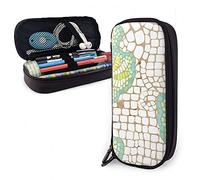 SJOAOAA Astuccio in pelle con margherite mosaico nella sabbia, grande capacità, astuccio per matite, organizer per cancelleria, con cerniera, M, Come mostrato, Taglia unica, Organizer per borse