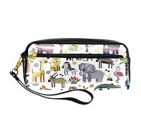 SJOAOAA Astuccio in pelle PU con motivo animali africani, astuccio ad alta capacità, per ufficio, Come mostrato, Taglia unica, Organizer per borse