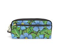 SJOAOAA Astuccio per matite con fiori e foglie blu per ragazze e ragazzi in pelle PU portapenne portatile portapenne scatola per trucco cancelleria organizer da scrivania per scuola ufficio, Come