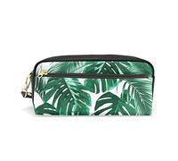 SJOAOAA Astuccio per matite con foglie di palma tropicale per studenti, grande capacità, con cerniera, in pelle PU, portapenne, astuccio per matite e cosmetici, per ragazze, ragazzi e donne, Come