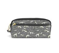 SJOAOAA Astuccio per matite con scheletri di animali africani dinosauro per studenti grande capacità cerniera portapenne in pelle PU cancelleria astuccio per trucco Comestic per ragazze ragazzi donne,