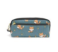 SJOAOAA Astuccio per matite con volpi giocose e animali, in pelle PU, per ufficio, scuola, studenti, cancelleria per matite, penne, cosmetici, trucchi, Come mostrato, Taglia unica, Organizer per borse