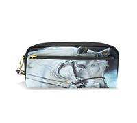 SJOAOAA Astuccio per matite di grande capacità, astuccio per matite con cavallo bianco, pony, borsa per il trucco in pelle con scomparto con cerniera, organizer scolastico, borsa per cancelleria, Come