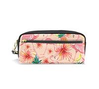 SJOAOAA Astuccio per matite di grande capacità, con fenicotteri tropicali, ananas, foglie di palma, in pelle, con scomparto con cerniera, organizer scolastico, borsa per cancelleria, Come mostrato,