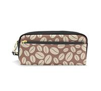SJOAOAA Astuccio per matite di grande capacità, vintage, marrone, chicchi di caffè, in pelle, con scomparto con cerniera, organizer scolastico, borsa per cancelleria, Come mostrato, Taglia unica,