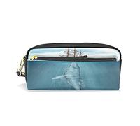 SJOAOAA Astuccio portamatite per ragazze e ragazzi in pelle PU con balena e nave baleniera astuccio portapenne portatile scatola porta trucchi cancelleria scrivania organizer per scuola ufficio, Come