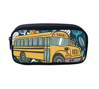 SJOAOAA Astuccio portapenne con cerniera, regalo per bambini, adolescenti, matematica, formula, pennelli, portachiavi, portamonete, Scuolabus 2, Taglia unica, Organizer per borse