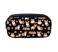 SJOAOAA Astuccio portapenne con cerniera, regalo per bambini, adolescenti, matematica, formula, pennelli, portachiavi, portamonete, Corgi Nero, Taglia unica, Organizer per borse