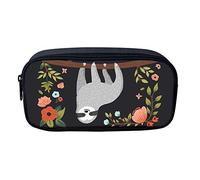 SJOAOAA Astuccio portapenne con cerniera, regalo per bambini, adolescenti, matematica, formula, pennelli, portachiavi, portamonete, Sloth floreale, Taglia unica, Organizer per borse
