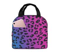 SJOAOAA Blu Gradiente Leopard Print Isolato Lunch Box Riutilizzabile a prova di perdite Cooler Cooler Tote Bag