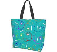 SJOAOAA Borsa a tracolla in tela a tema infermiera, casual, riutilizzabile, grande, da donna, per shopping, lavoro, viaggi, spiaggia, Infermiera tema medico 7, Taglia unica