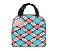 SJOAOAA Borsa di totalizzatore di raffreddamento a prova di perdite riutilizzabile della scatola di pranzo del plaid del plaid blu rustico