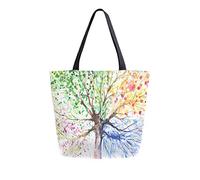 SJOAOAA Borsa per la spesa riutilizzabile con albero della vita, in tela resistente, grande, pieghevole, lavabile, borsa a tracolla da donna, Multicolore, Taglia unica