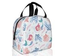SJOAOAA Carino Sirena Conchiglie Coralli Isolato Lunch Box Riutilizzabile a prova di Perdita Cooler Cooler Tote Bag