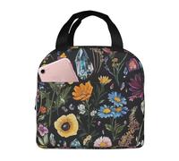SJOAOAA Colorful Flower Plant Insulated Lunch Box Riutilizzabile a prova di perdite Cooler Cooler Tote Bag