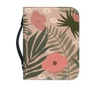SJOAOAA Copertina per Bibbia Boho da uomo, extra large, in pelle, per ragazze, con manico e cerniera per il trasporto di scritture, idea regalo, taglia XL, Foglie di fiori botanici Boho, M, Valigetta