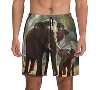 SJOAOAA Costume da bagno da uomo con elefante, ad asciugatura rapida, 2 in 1, con fodera a compressione, con tasche, Nero , S