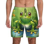 SJOAOAA Costume da bagno da uomo con rana dei cartoni animati, ad asciugatura rapida, 2 in 1, con fodera a compressione, con tasche, Nero , 3XL