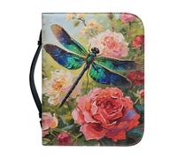 SJOAOAA Custodia per il trasporto della Bibbia floreale primaverile, in pelle PU, con giglio bianco, con cerniera, per romanzo, taccuino con portapenne, taglia 2XL