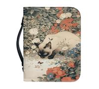 SJOAOAA Custodia per il trasporto della Bibbia floreale primaverile, in pelle PU, con giglio bianco e cerniera, per romanzo, taccuino con portapenne, taglia XL