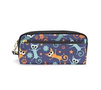 SJOAOAA Divertente astuccio per matite con impronte di gatti, stelle, fiori, astuccio in pelle PU, per ufficio, scuola, studenti, cancelleria per matite, penne, organizer per cosmetici, Come mostrato,