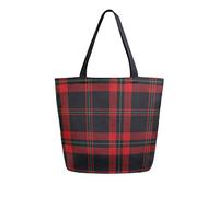 SJOAOAA Divertente borsa per la spesa riutilizzabile a forma di mucca, in tela, resistente, grande, pieghevole, lavabile, per donne, Nero e rosso, Taglia unica