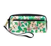 SJOAOAA Dogwood - Astuccio in pelle PU con motivo floreale e foglie verdi, ad alta capacità, per ufficio, Come mostrato, Taglia unica, Organizer per borse