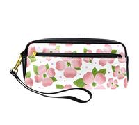 SJOAOAA Dogwood - Astuccio in pelle PU con motivo floreale e foglie verdi, ad alta capacità, per ufficio, Come mostrato, Taglia unica, Organizer per borse