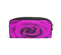 SJOAOAA Dok-OMO - Astuccio in pelle PU con rose viola e gocce di pioggia, astuccio per cosmetici, per la scuola, da viaggio, Come mostrato, Taglia unica, Organizer per borse