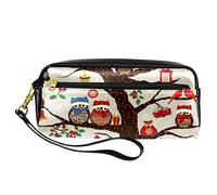 SJOAOAA Merry Christmas Owls Family Tree - Astuccio in pelle PU, ad alta capacità, per ufficio, Come mostrato, Taglia unica, Organizer per borse