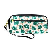 SJOAOAA Monstera - Astuccio in pelle sintetica con motivo a foglie verdi, ad alta capacità, per ufficio, Come mostrato, Taglia unica, Organizer per borse