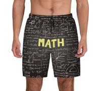 SJOAOAA Pantaloncini da bagno da uomo per la scuola e la matematica, ad asciugatura rapida, 2 in 1, con fodera a compressione, con tasche, Nero , XXL