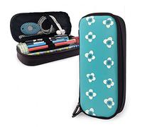 SJOAOAA Petite Blooms - Astuccio in pelle turchese di grande capacità, astuccio per penne, matite, cancelleria organizer con cerniera Ma, Come mostrato, Taglia unica, Organizer per borse